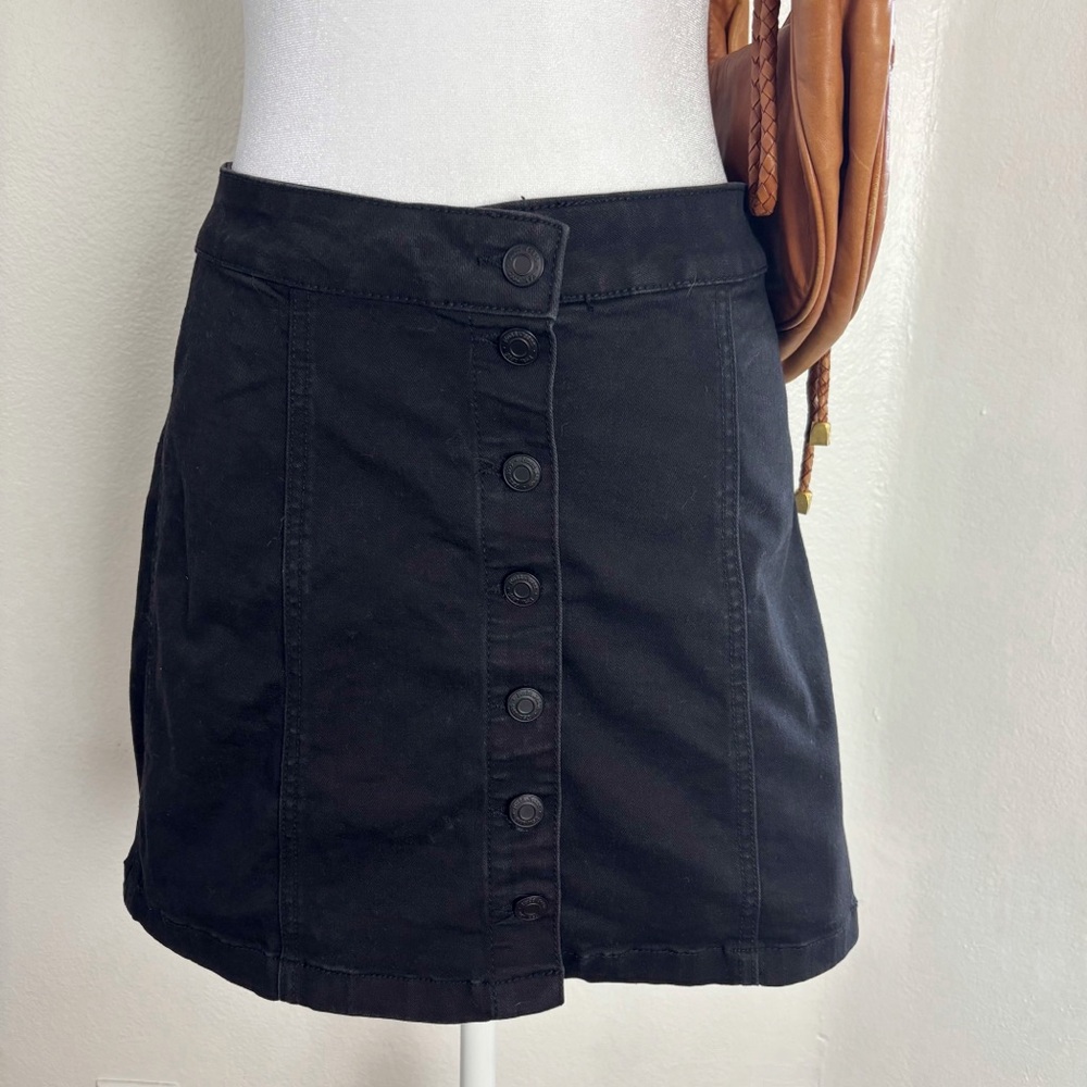 Mudd Jeans Black Stretch Button-Front Mini Skirt Size 5